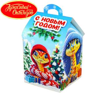 Сладкий подарок на Новый Год в картонной упаковке весом 600 грамм по цене 654 руб в Краснодаре