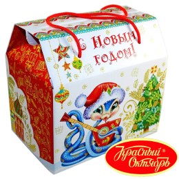 Детский новогодний подарок в картонной упаковке весом 950 грамм по цене 1108 руб в Краснодаре